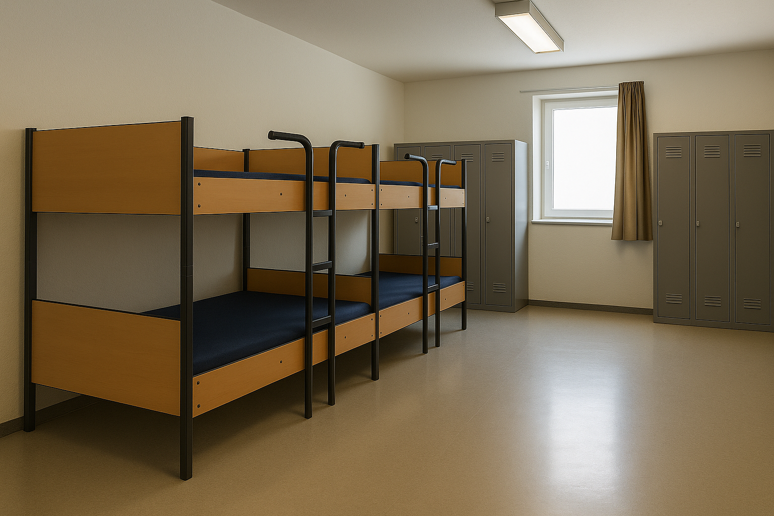 Etagenbett in einem Jugendherbergen-Schlafraum